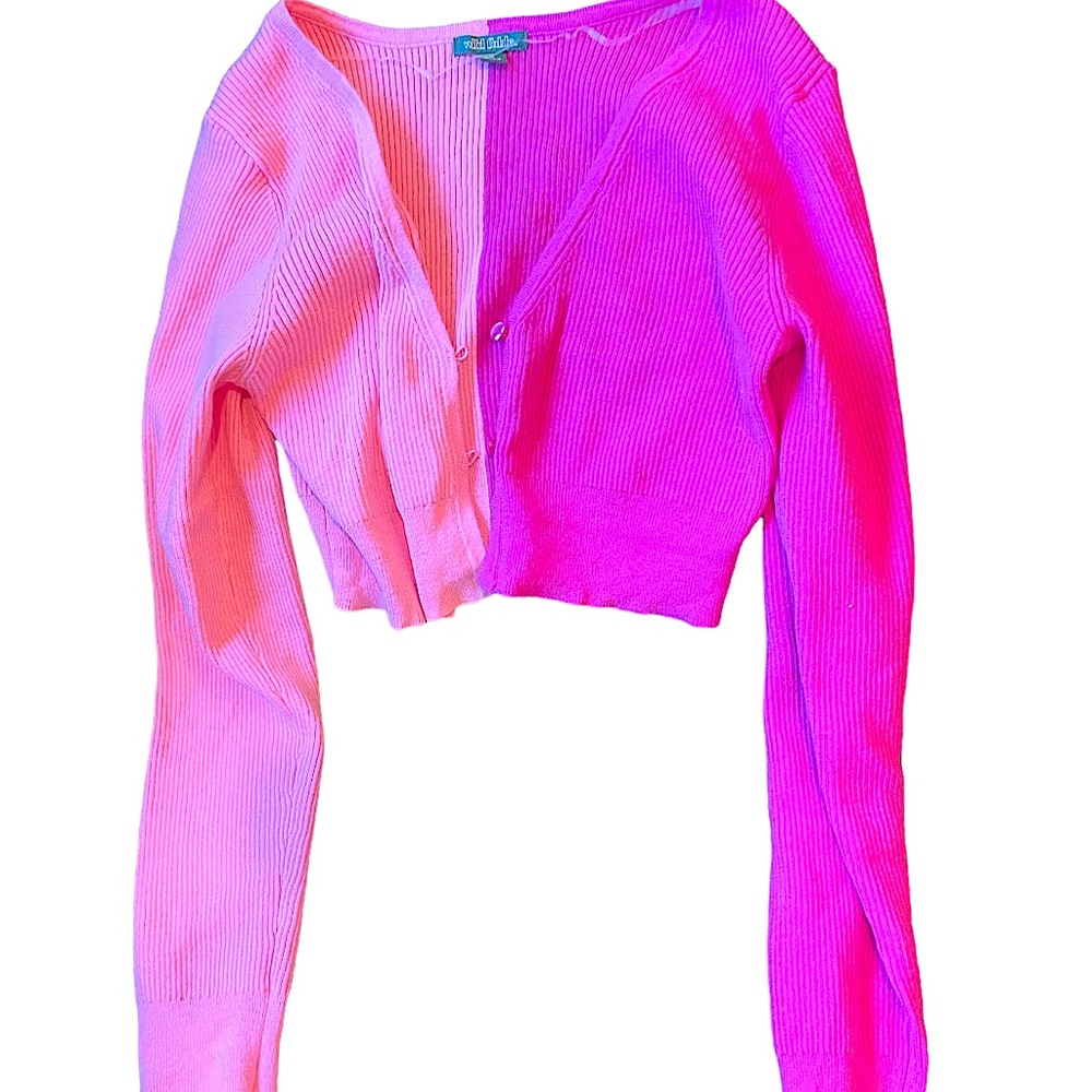 NWOT Wild Fable Cropped Pink and Peach Long Sleeve with Buttons